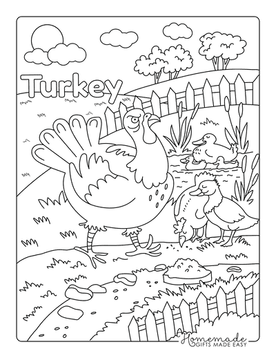 Turkey Coloring Pages Turkey on the Farm
