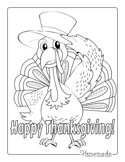 Turkey Coloring Pages Turkey Wearing Hat