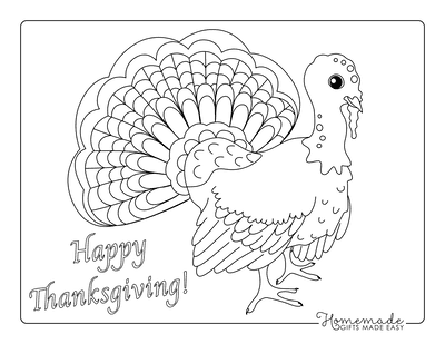 Turkey Coloring Pages Turkey With Fanned Feathers