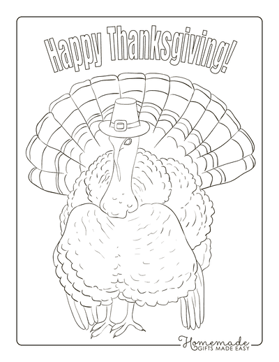 Turkey Coloring Pages Wearing Pilgrims Hat