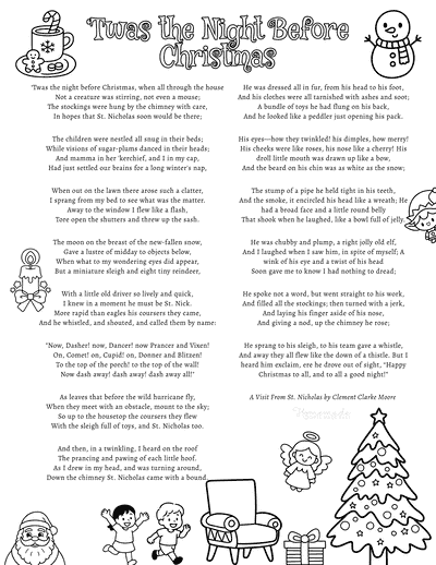 Twas the Night Before Christmas Cute Cozy Christmas to Color