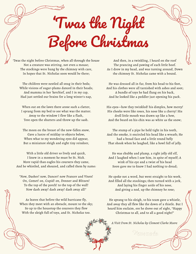 Twas the Night Before Christmas Cute Red and Cream Vintage Christmas