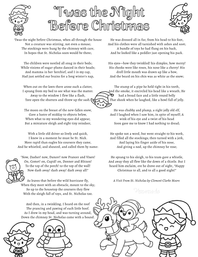 Twas the Night Before Christmas Fun Mischievous Elves to Color