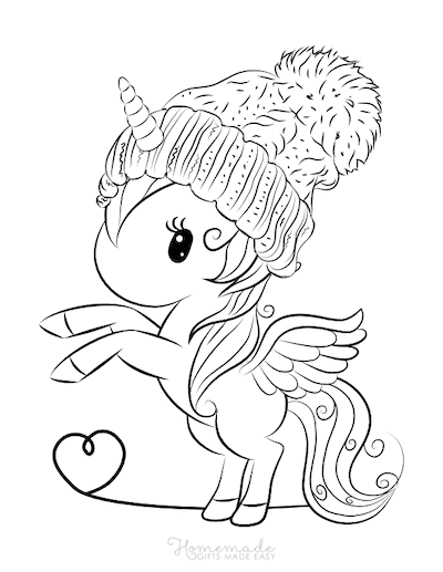 Unicorn Coloring Pages Cute Unicorn Wearing Knitted Hat