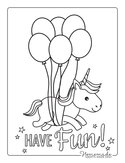 Unicorn Coloring Pages Cute Unicorn With Balloons