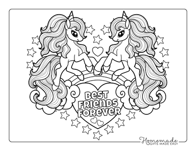 Unicorn Coloring Pages Heart in Love Rainbow