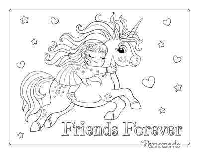 Unicorn Coloring Pages Little Girl Unicorn Ride