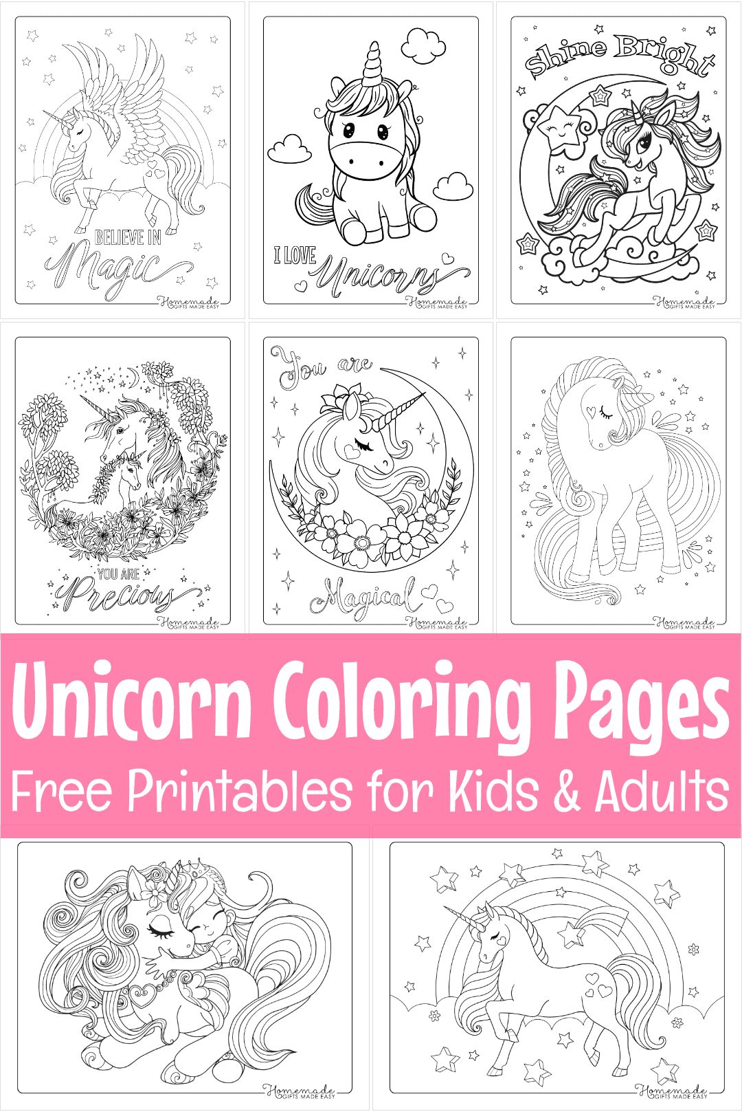 Magical Unicorn Coloring Pages for Kids & Adults   Free Printables