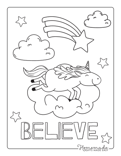 Unicorn Coloring Pages Unicorn Riding on Cloud Shooting Star