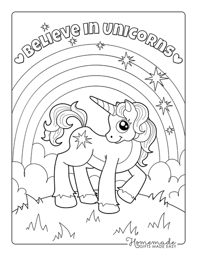 Unicorn Coloring Pages Unicorn With Star Rainbow