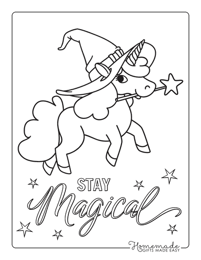Unicorn Coloring Pages Unicorn With Wand Witches Hat