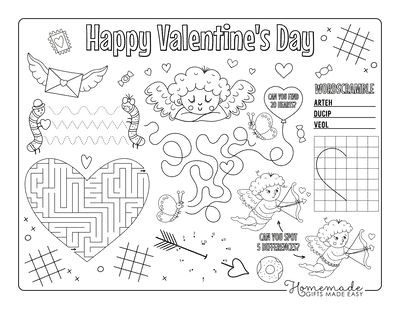 Valentines Day Coloring Pages Activity Sheet Maze Dot to Dot