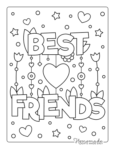 Valentines Day Coloring Pages Best Friends Heart