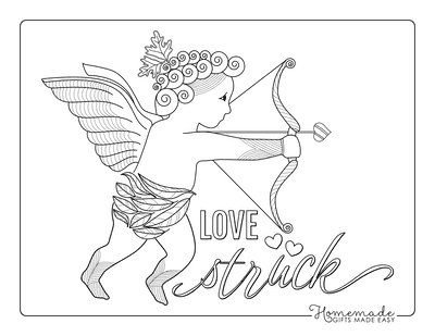 Valentines Day Coloring Pages Classical Cupid Heart Arrow