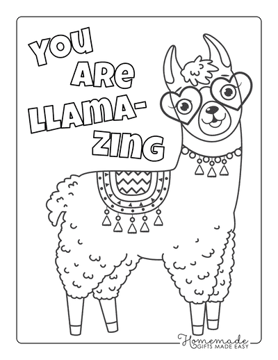 Valentines Day Coloring Pages Cute You Are Llamazing