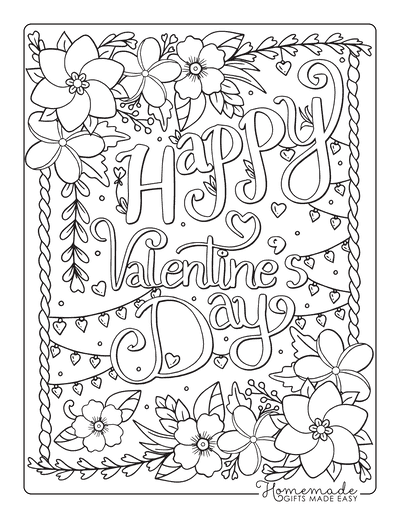 Valentines Day Coloring Pages Flower Doodle Teens