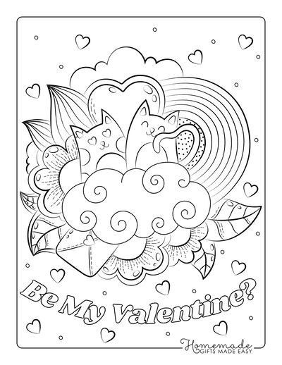 Valentines Day Coloring Pages Love Cats Valentine
