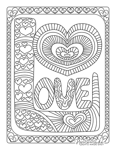 Coloring Book: Mindful Coloring for Teens and Adults (8x10): Ultimate Heart and Love Designs (50 Unique Pages): Mandala Artwork on Pages - Valentines Day Gift [Book]