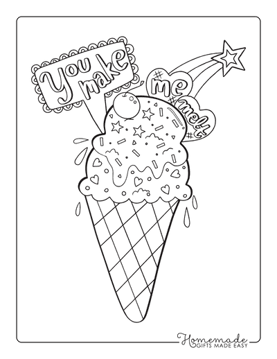 Valentines Day Coloring Pages You Make Me Melt Ice Cream