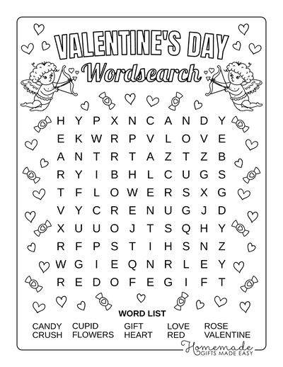 Valentines Day Word Search Easy