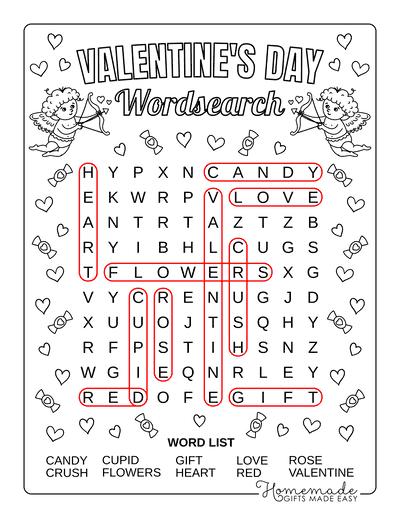 Valentines Day Word Search Easy Answers