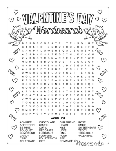 Valentines Day Word Search Hard