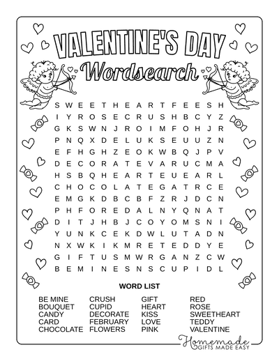 Valentines Day Word Search Medium