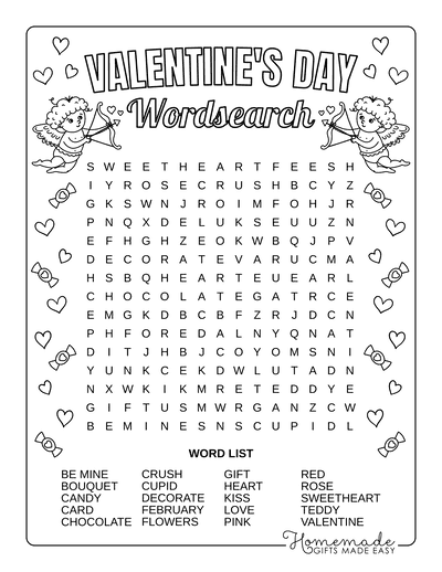 Free Printable Valentine's Day Word Search Puzzles