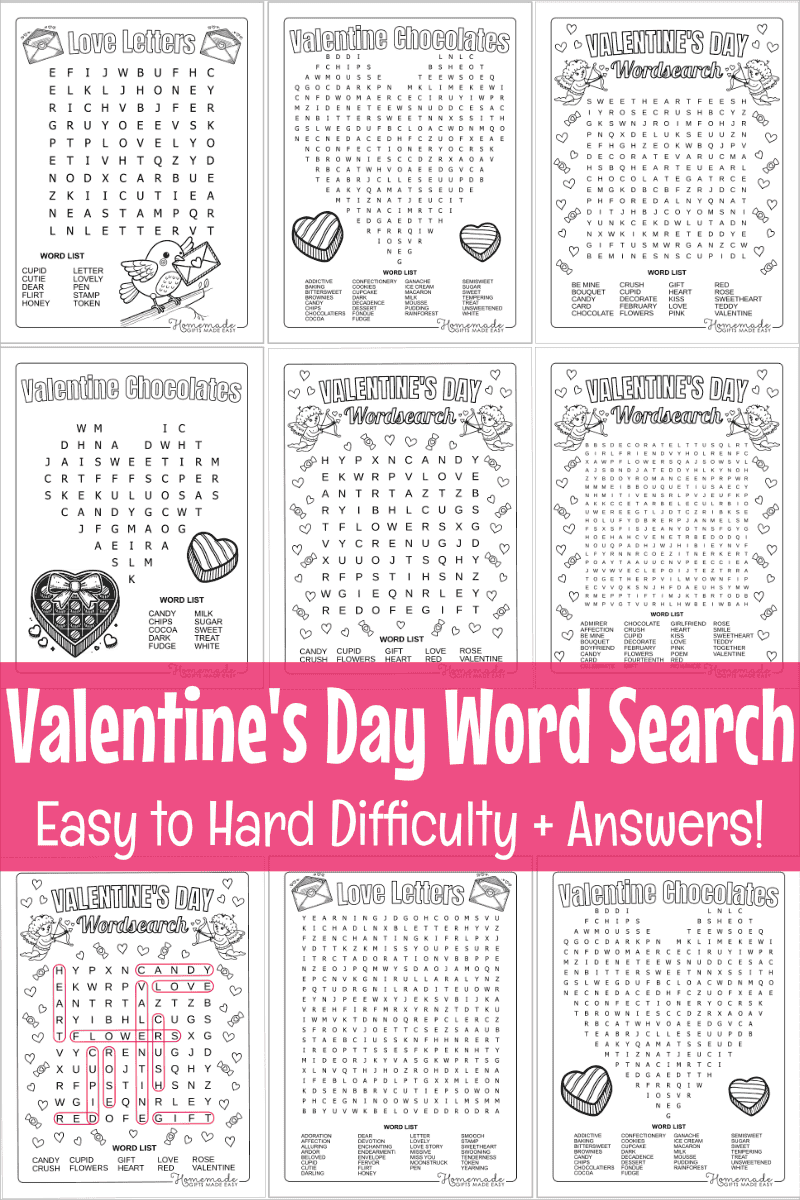 valentines day word search printables