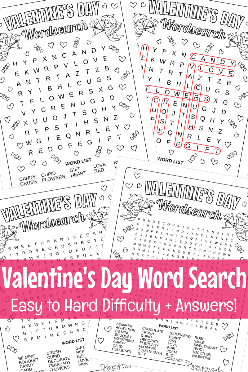 valentine's day word search montage