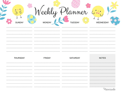 Weekly Calendar Landscape Blocks Easter