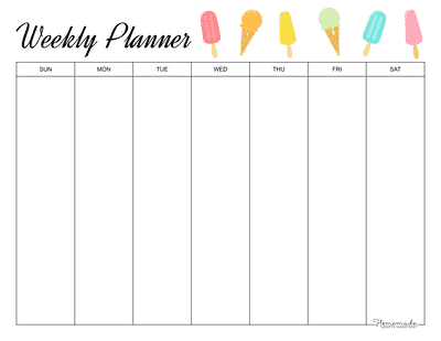 Weekly Planner Printable Landscape, Minimalist Weekly Schedule