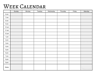 Free Printable Weekly Calendar Template