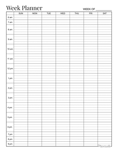 Free Printable Weekly Calendar Template