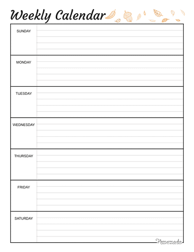 Weekly planner printable template