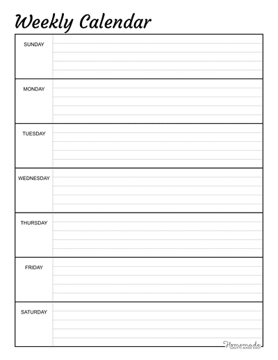 Free Printable Weekly Calendar Template Free Printable Weekly Calendar Template