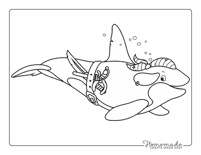 Whale Coloring Pages Easy Cute Killer Whale Orca Dressed as Pirate