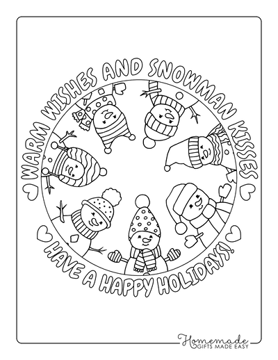 Winter Coloring Pages Cute Snowmen