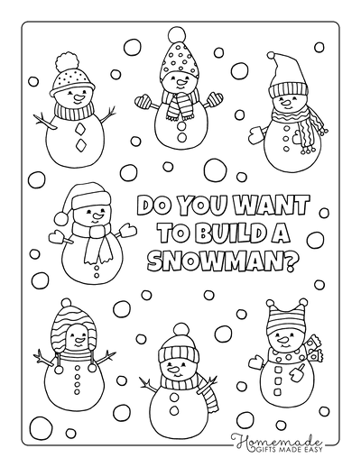 Winter Coloring Pages Cute Snowmen to Color