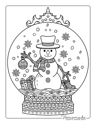 Winter Coloring Pages Easy Snowman Snowglobe Zentangle
