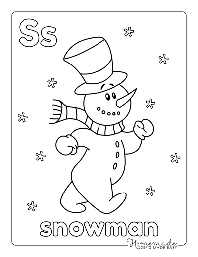 Winter Coloring Pages Preschool Snowman Cute