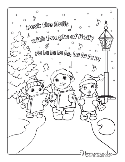 Winter Coloring Pages Singing Carols