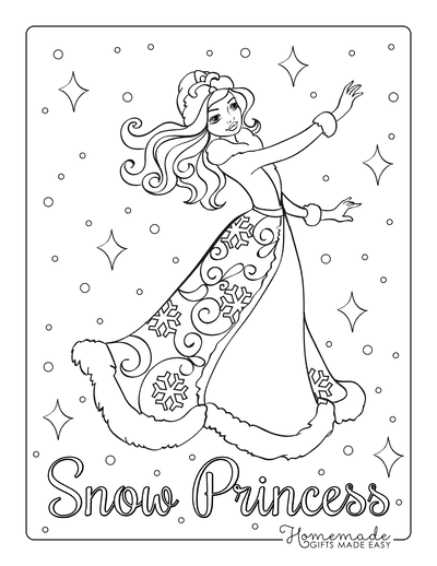 Winter Coloring Pages Snow Princess