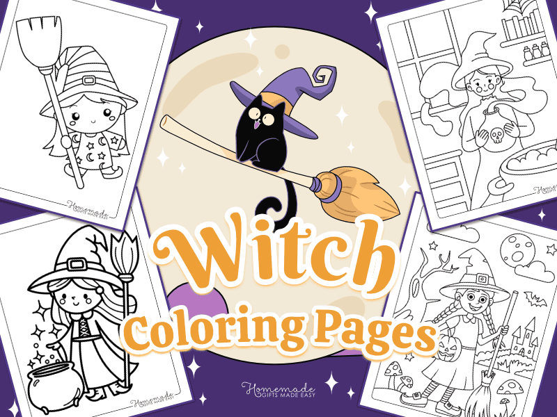 Free printable halloween witch coloring pages for kids and adults