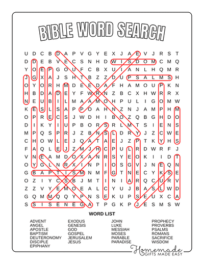 Word Search Printable Bible Answers