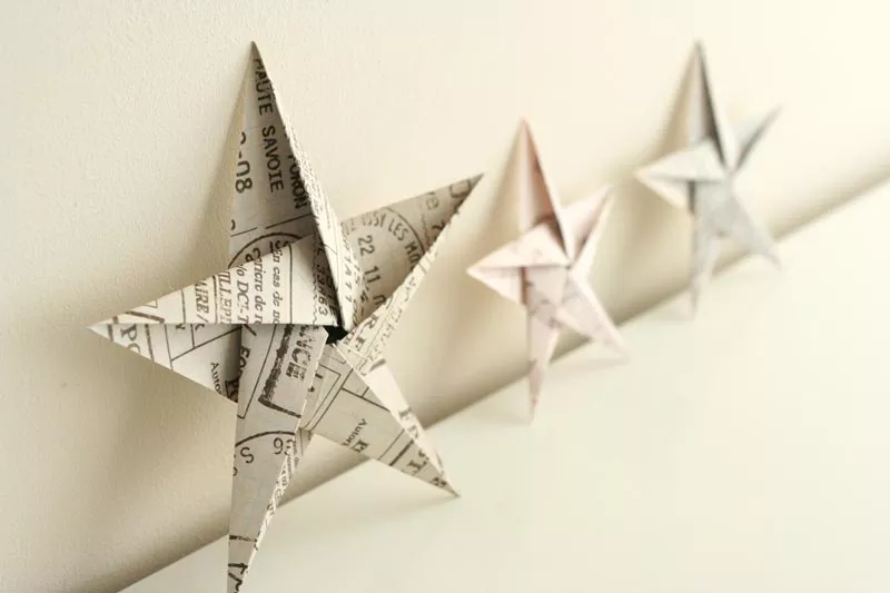 5 pointed origami star angle view