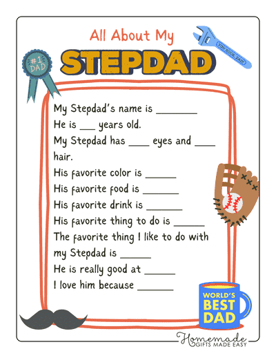 All About Dad Printable Stepdad