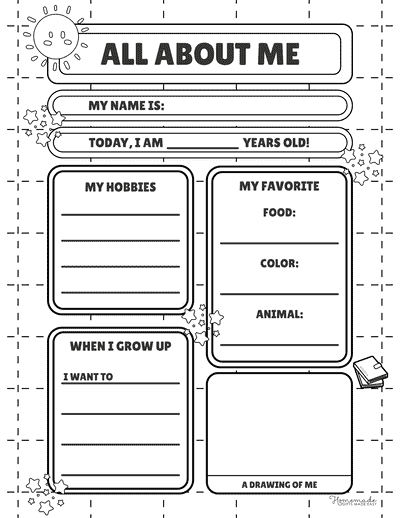 All About Me Black and White Playful Pastel