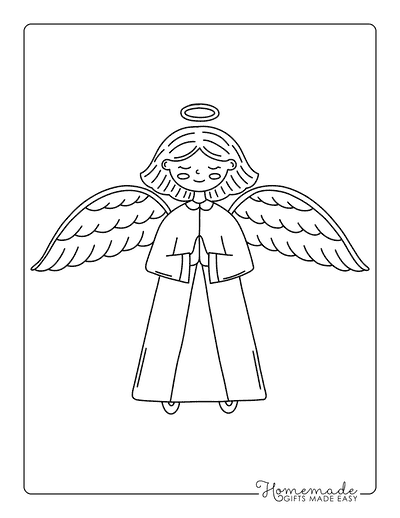 Angel Coloring Pages Easy Praying Angel Drawing to Color