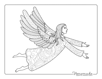 Angel Coloring Pages Realistic Angel Drawing Outstretched Arms